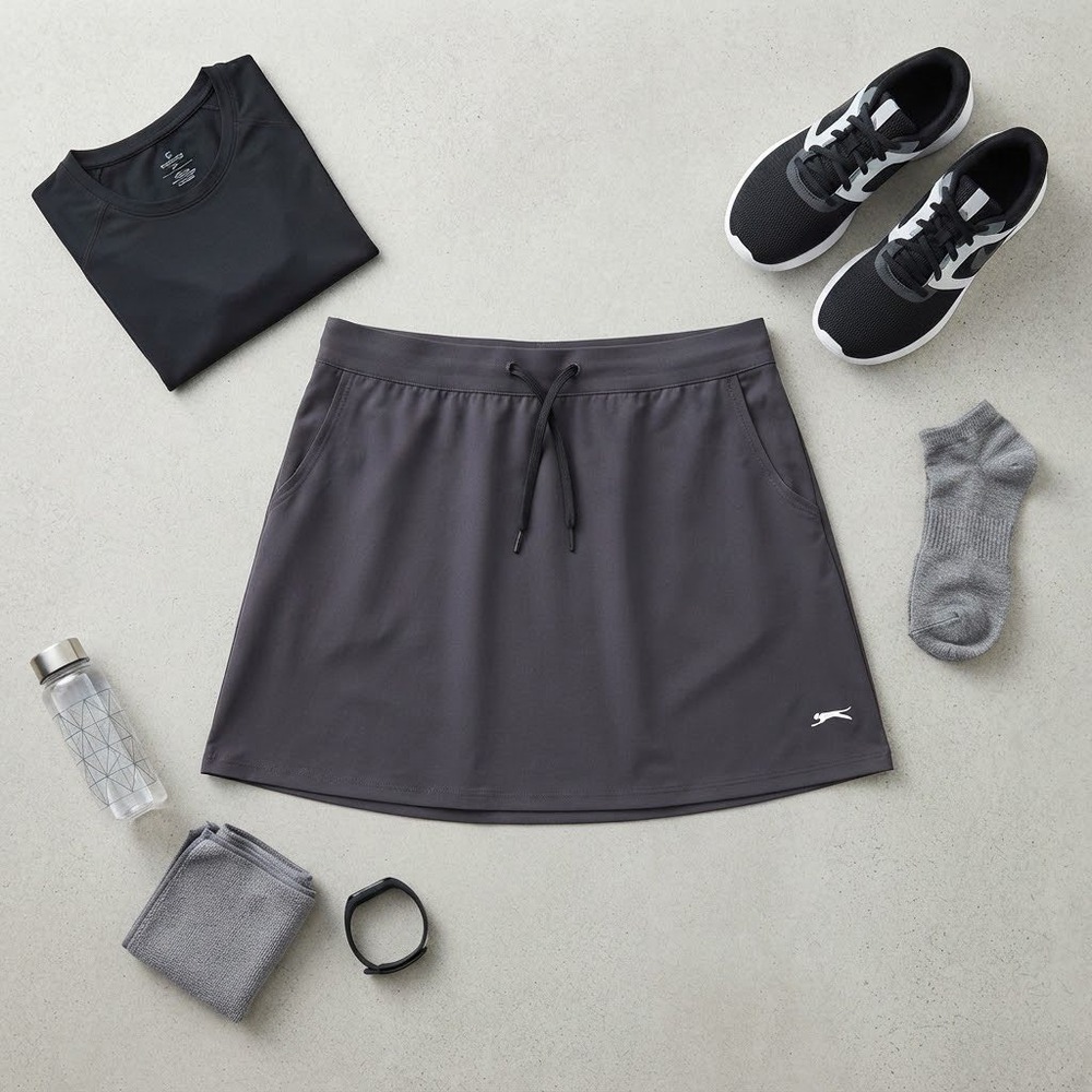 Slazenger Womens Athletic Skort Gray Tennis Golf Skirt with Pockets Size L